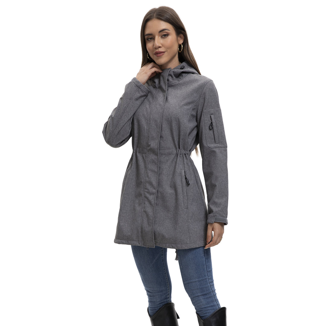 Women's nan functional softshell parka with teddy fleece lining, hood, and waist drawstring Mune Fashion