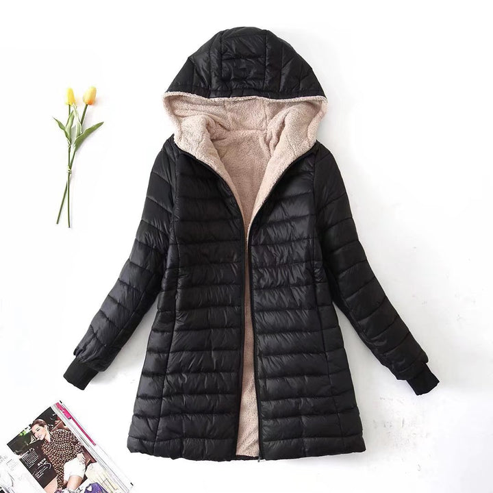 Women Tailored Quilted Coat with Teddy Lining and Hood Mune Fashion