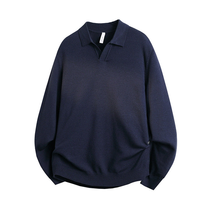 Unisex Oversized Polo collar fine knit sweater with loose fit Mune Fashion