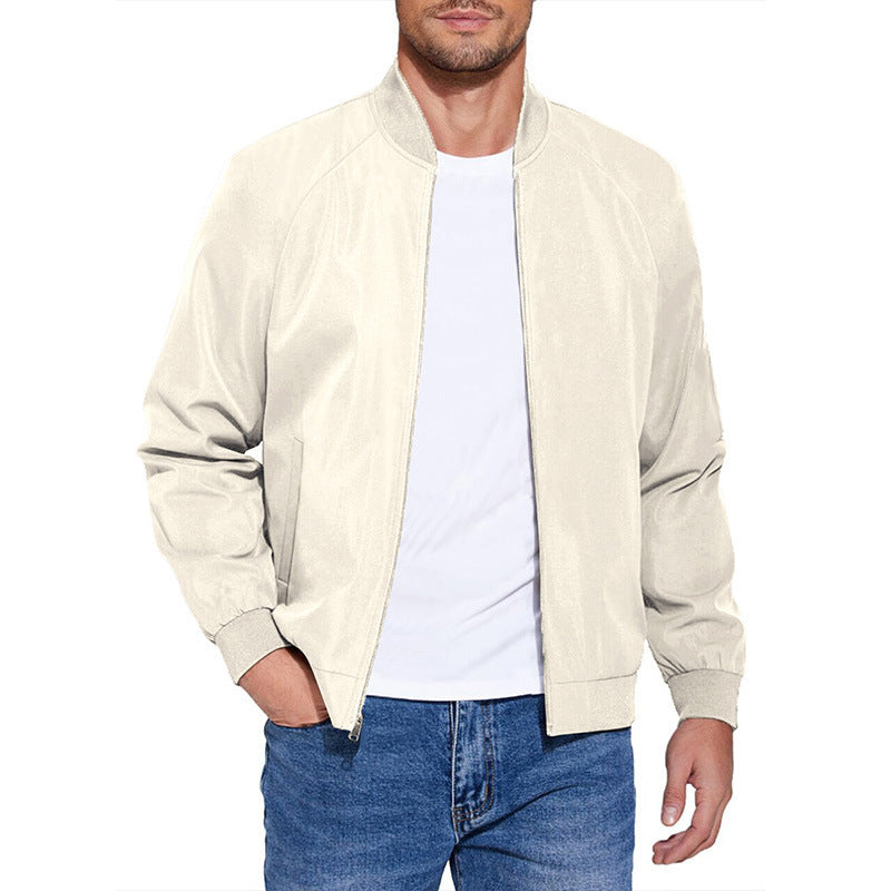 Men's Light Cotton-Mix Bomber Jacket with Ribbed Cuffs and Concealed Zipper Mune Fashion