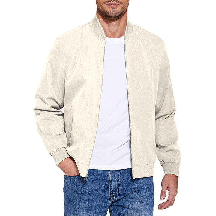 Men's Light Cotton-Mix Bomber Jacket with Ribbed Cuffs and Concealed Zipper Mune Fashion