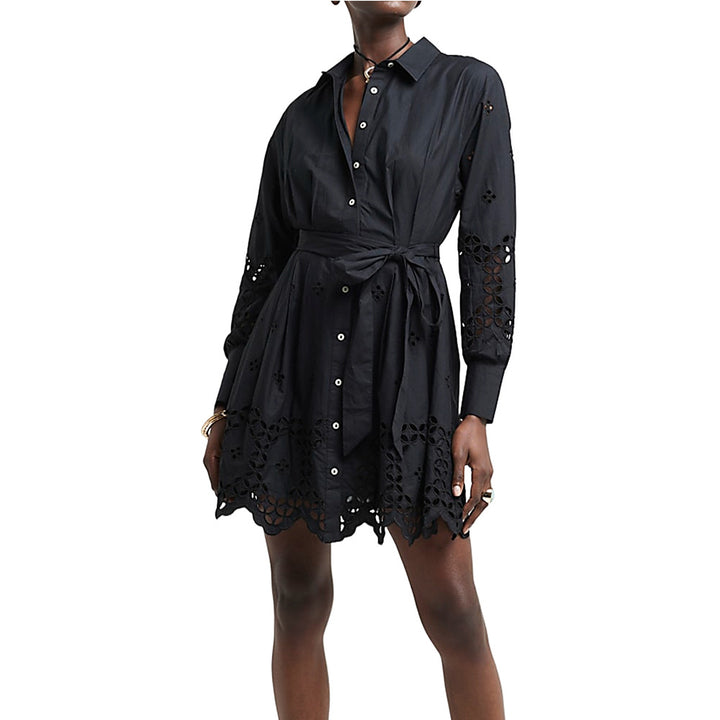 Women's shirt dress with eyelet embroidery and waist belt Mune Fashion