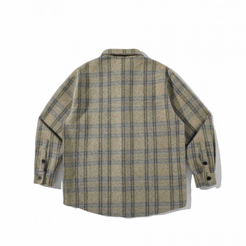Unisex Boxy Overshirt made of wool blend with check pattern and chest pocket Mune Fashion