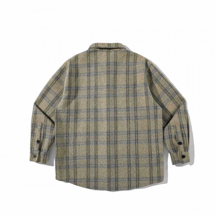 Unisex Boxy Overshirt made of wool blend with check pattern and chest pocket Mune Fashion