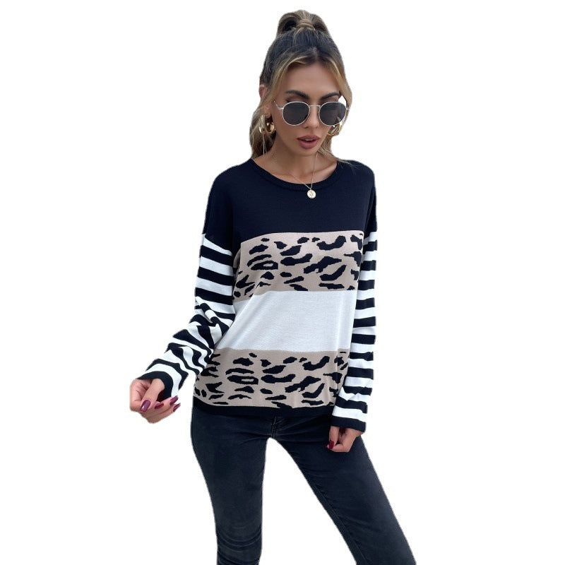 Women's sweater with animal block stripes and Breton sleeves Mune Fashion