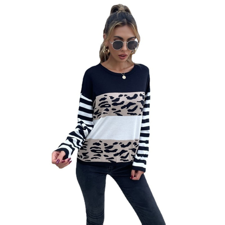 Women's sweater with animal block stripes and Breton sleeves Mune Fashion