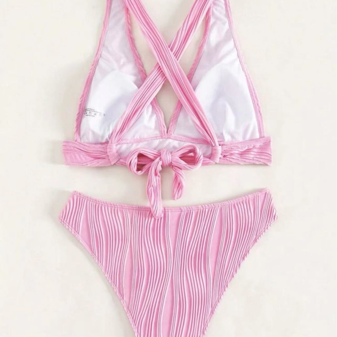 Women's Bikini Set with Modern Wrap Design and Tasteful Ribbed Details Mune Fashion