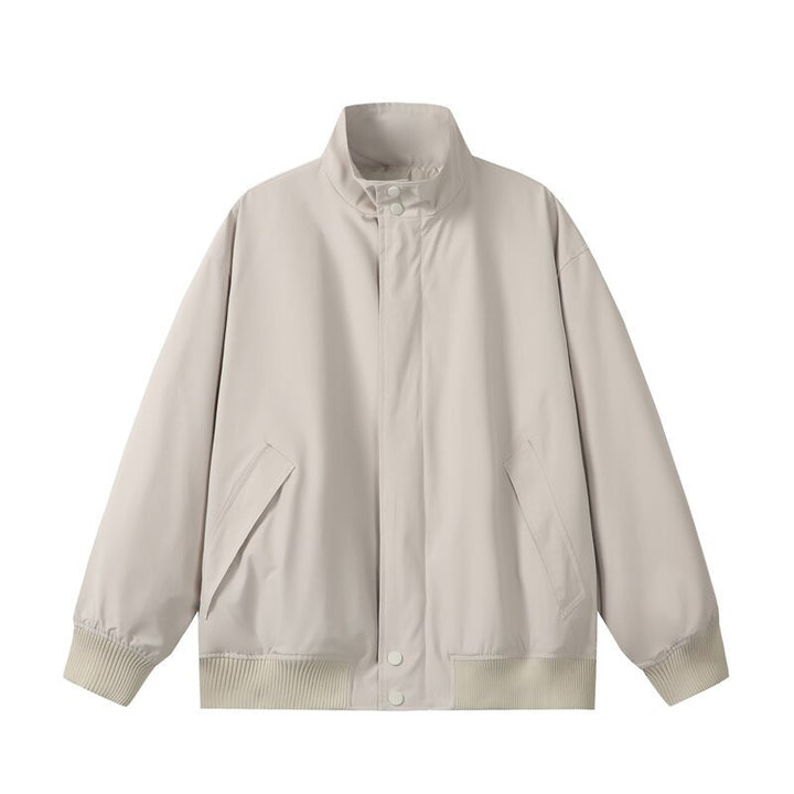 Unisex Short Cut Oversized Bomber Jacket with Stand-Up Collar, Concealed Front Placket, and Ribbed Cuffs Mune Fashion