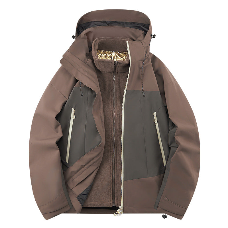 Men's two-layer softshell outdoor jacket with removable fleece inner layer, wind and water repellent Mune Fashion