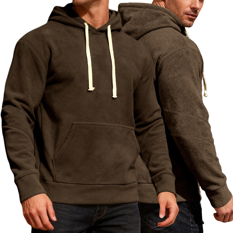 Men's nan velvety hoodie with seam details, kangaroo pocket and contrast cord Mune Fashion