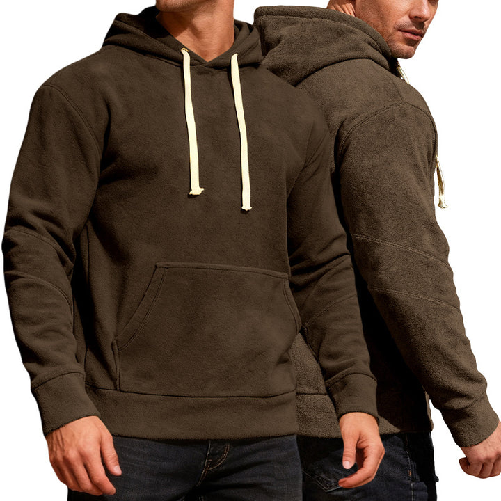Men's nan velvety hoodie with seam details, kangaroo pocket and contrast cord Mune Fashion