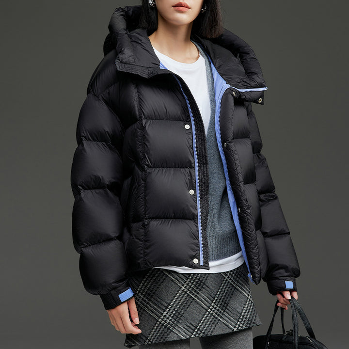 Women Short Quilted Down Jacket with Hood Mune Fashion