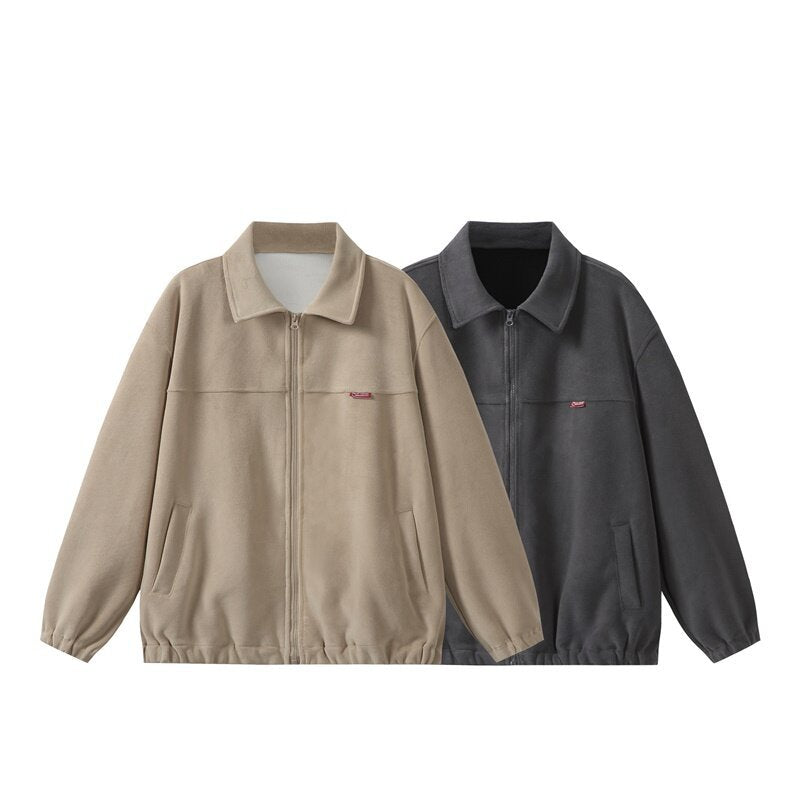 Unisex fleece blouson jacket in boxy cut with shirt collar, full zip and elastic hem Mune Fashion