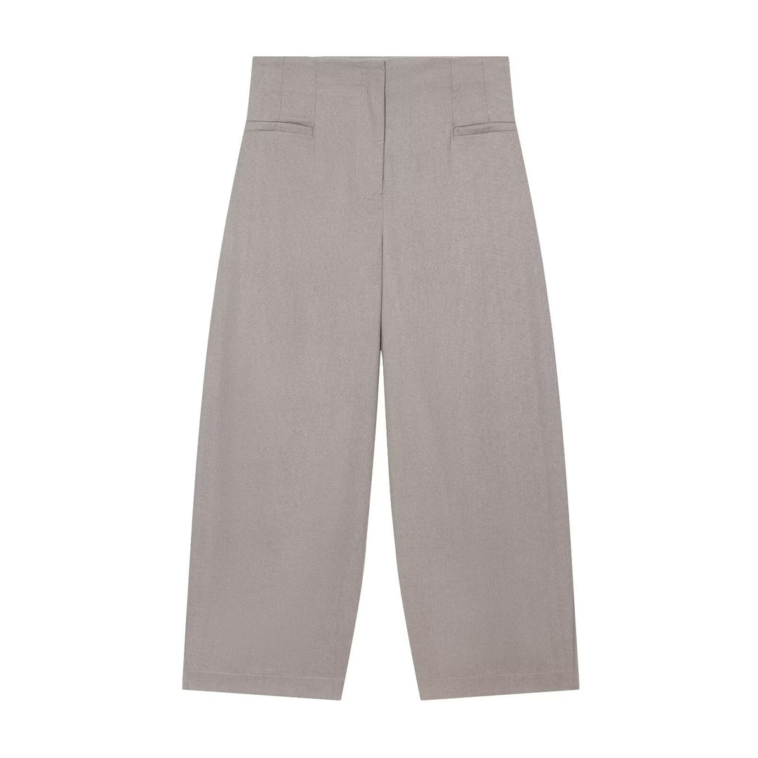 Women high-waisted cropped palazzo pants with concealed front seam Mune Fashion