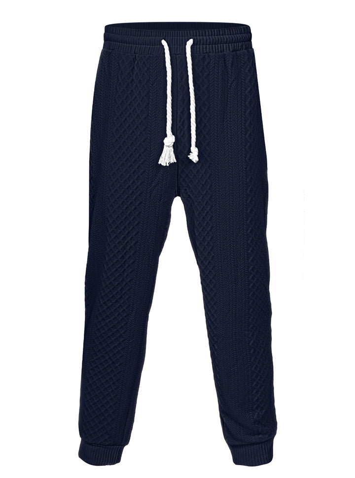 Men's nano thermo braid knit jogging pants with wide ribbed waistband and decorative cord Mune Fashion