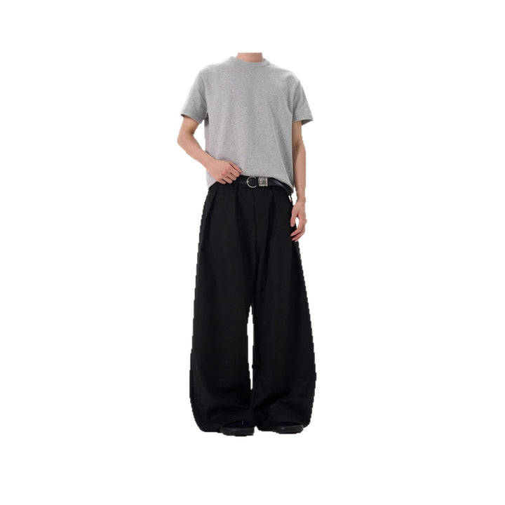 Men's Elegant Wide-Cut Fabric Trousers Mune Fashion