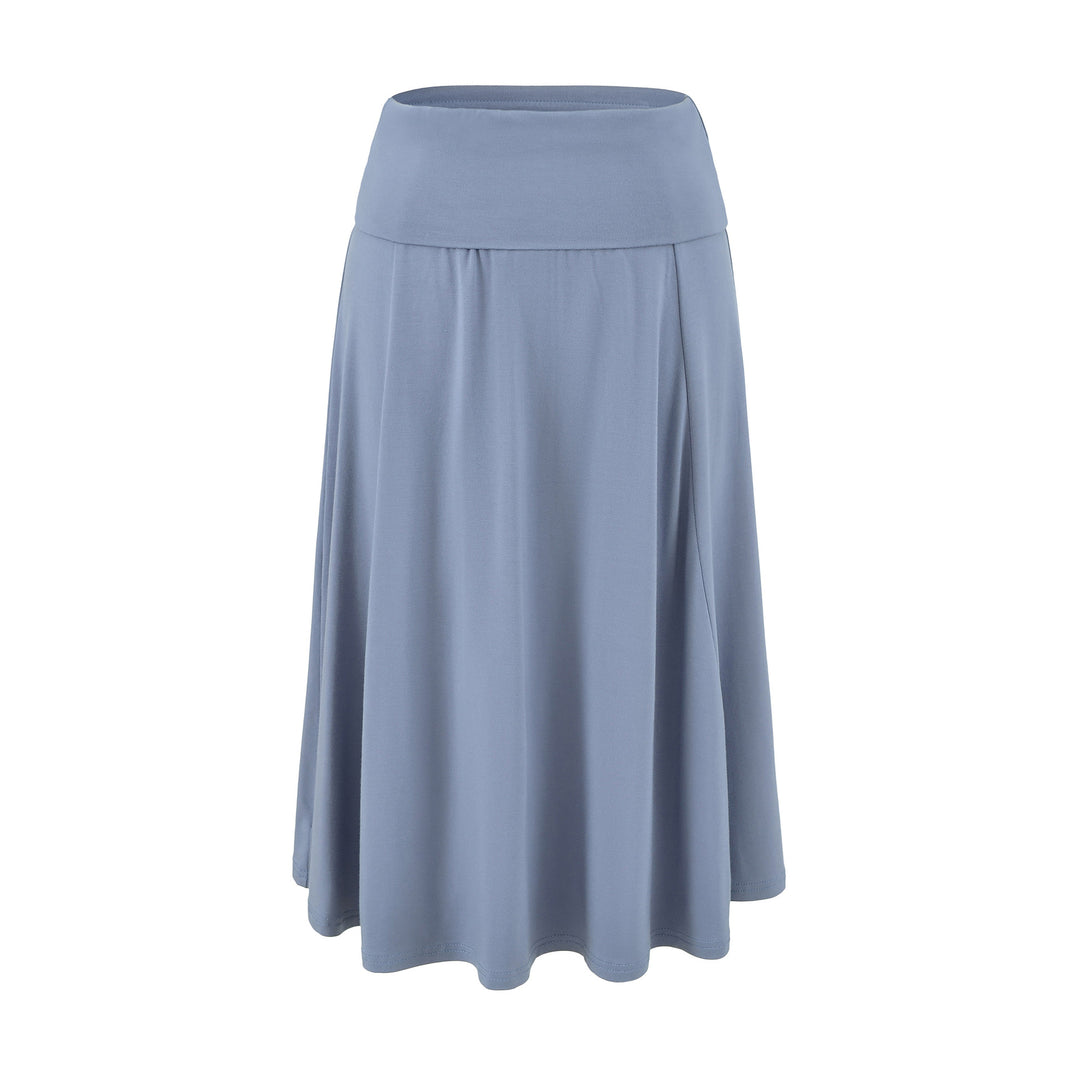 Women's Soft Jersey Maxi Skirt with Foldable Waistband and Flowing A-Line