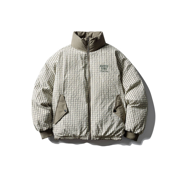 Men's Boxy Puffer Jacket with High Stand Collar and Minimalist Outer Shell Mune Fashion
