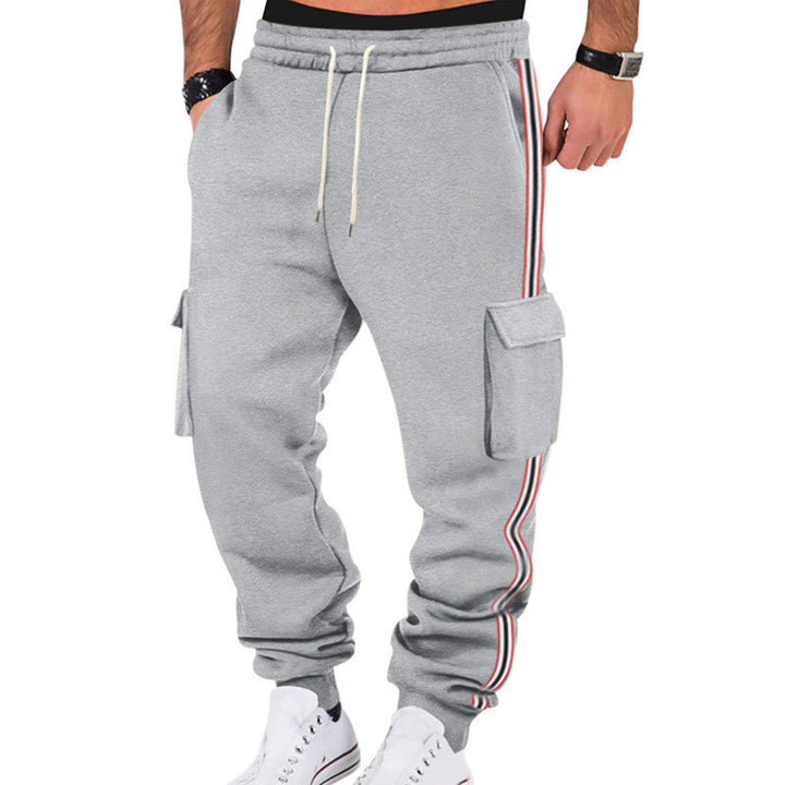 Men's Cargo Jogger Pants with Side Flap Cargo Pockets, Drawstring & Ribbed Cuffs