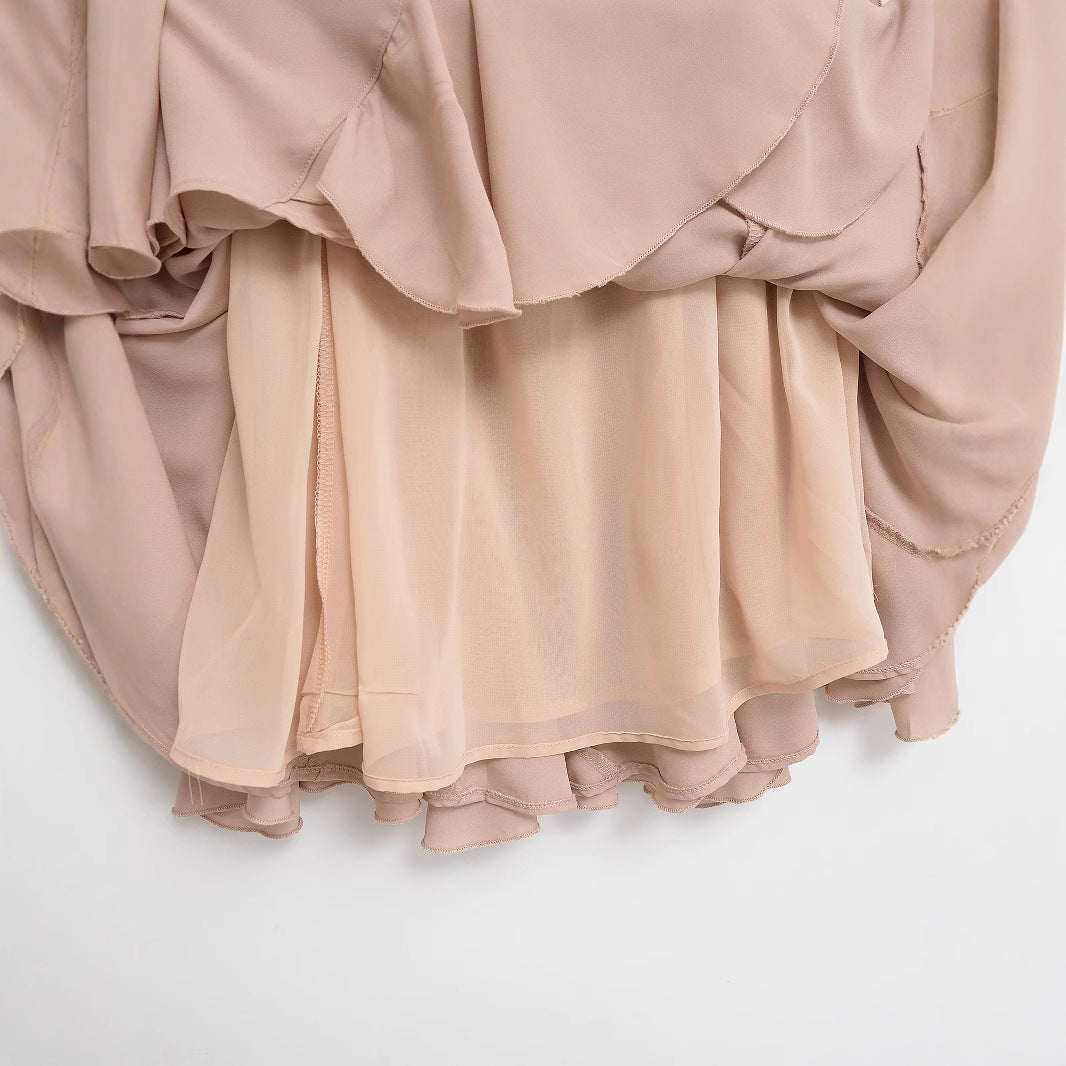 Women's midi skirt with tiered ruffles and elastic waistband Mune Fashion