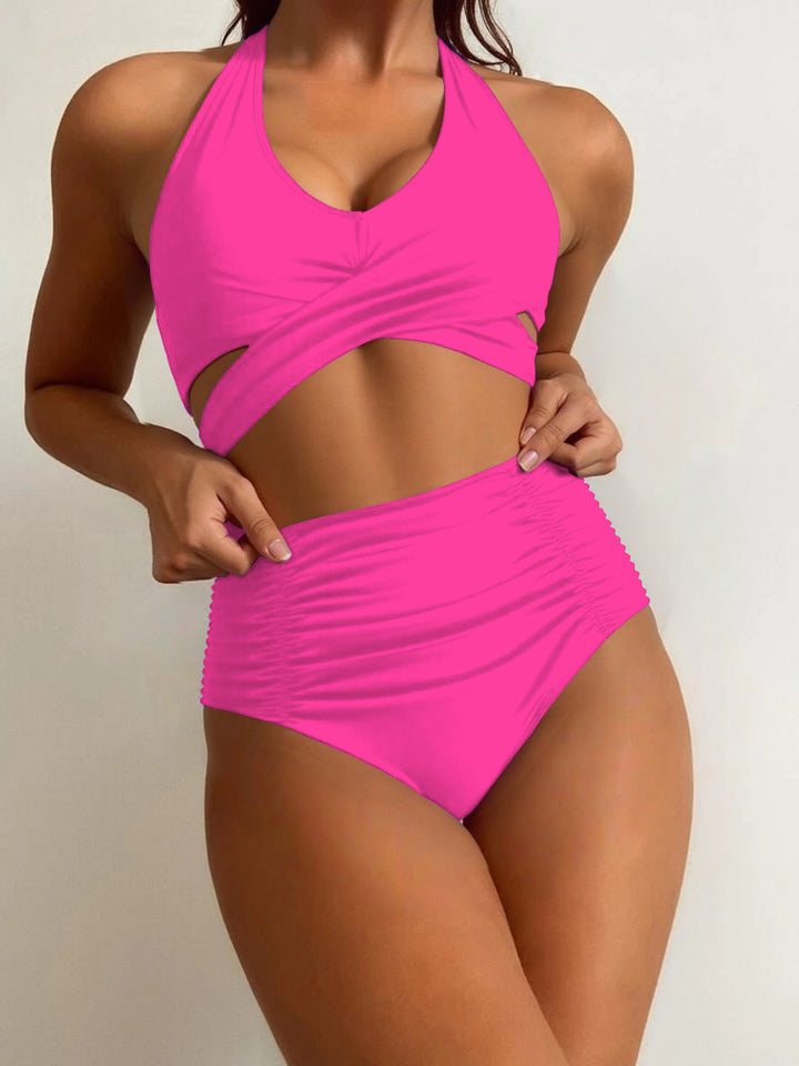Women High-waisted Bathing Set with Stylish Wrap Design Mune Fashion