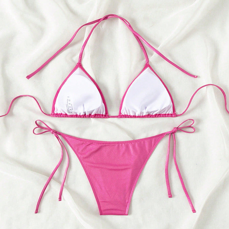 Women's triangle bikini with sparkling finish and adjustable ties Mune Fashion