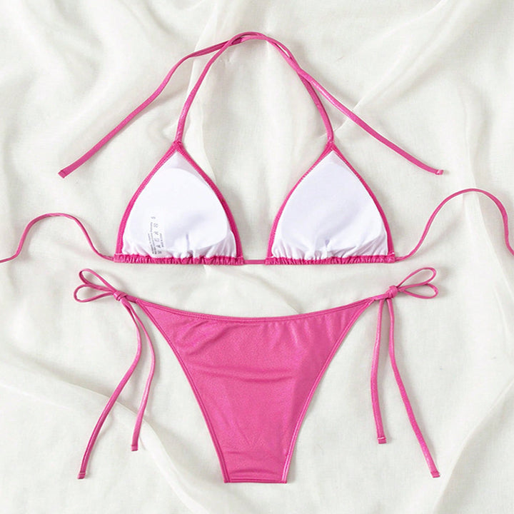 Women's triangle bikini with sparkling finish and adjustable ties Mune Fashion