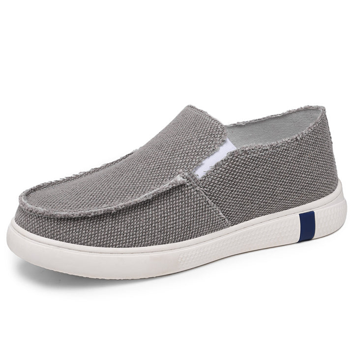 Men's casual canvas slip-on with frayed edge, elastic insert, and grippy rubber sole Mune Fashion