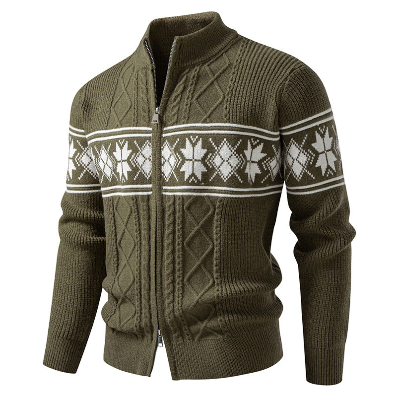 Men's Norwegian cardigan with full zip and high stand-up collar Mune Fashion