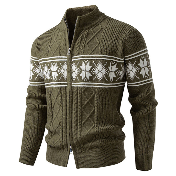 Men's Norwegian cardigan with full zip and high stand-up collar Mune Fashion