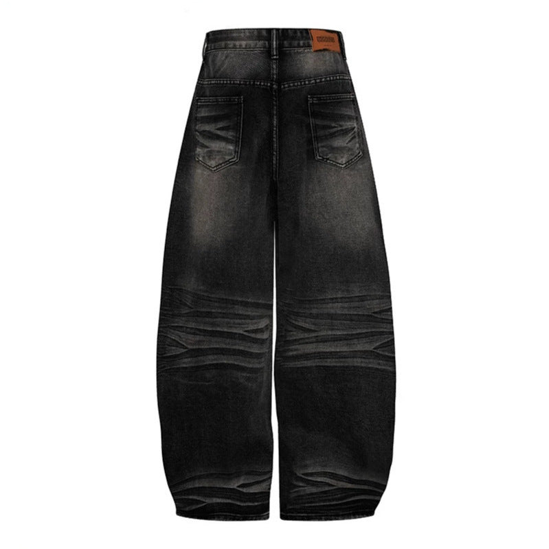 Women's Wide High-Waist Balloon Jeans with Decorative Seams Mune Fashion