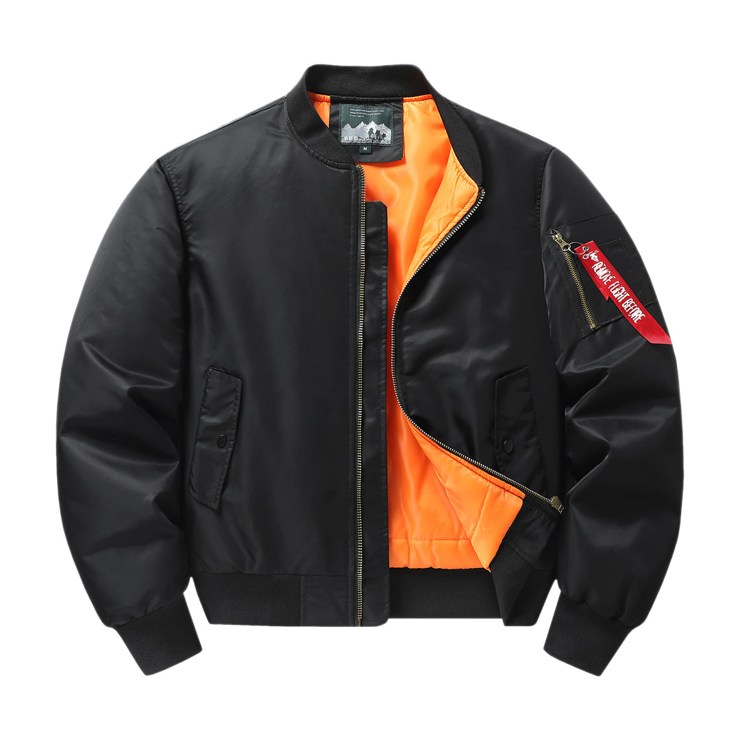 Men's pilot bomber jacket with contrast lining windproof shell and sleeve utility pocket Mune Fashion
