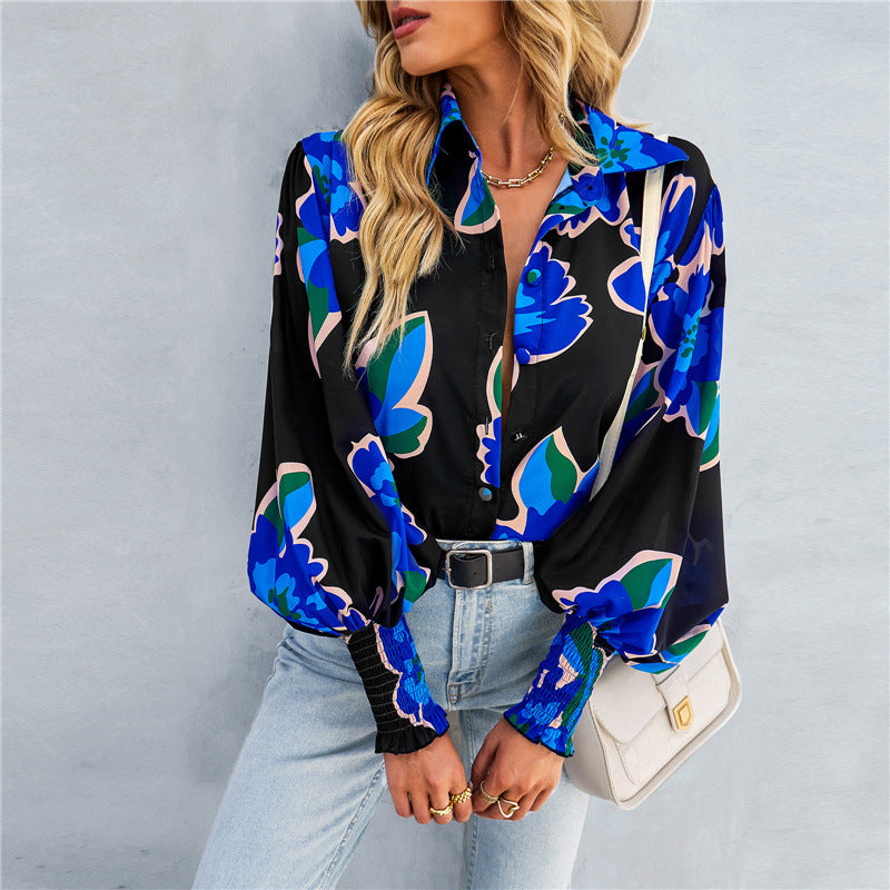 Ladies loose shirt blouse with balloon sleeves and gathered cuffs Mune Fashion