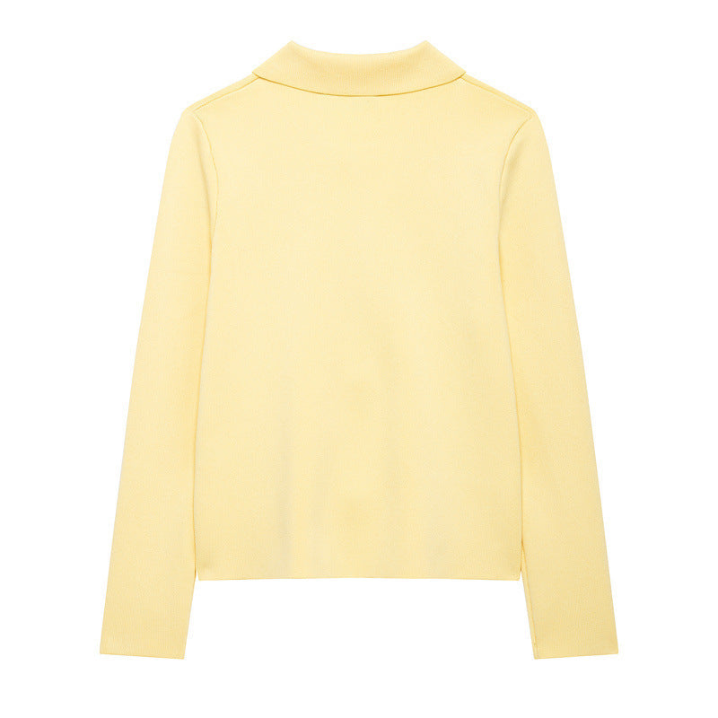 Women 10+ tailored cardigan with shirt collar and floral button decoration Mune Fashion