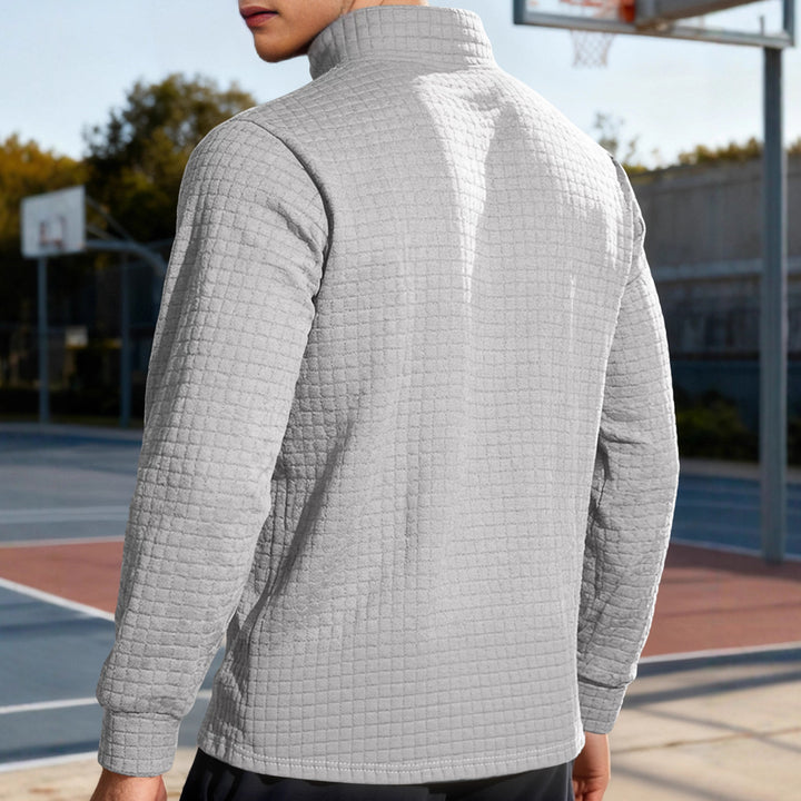 Men's Nano Square Structured Comfort Half Zip Sweater with Stand Collar and Light Padding Mune Fashion
