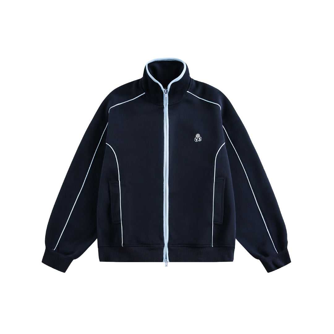 Women's Oversize Sweat Jacket with Stand-Up Collar and Two-Way Zipper Mune Fashion