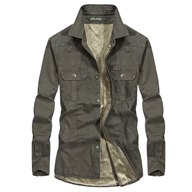Men's lightly padded canvas worker shirt jacket with chest flap pockets Mune Fashion