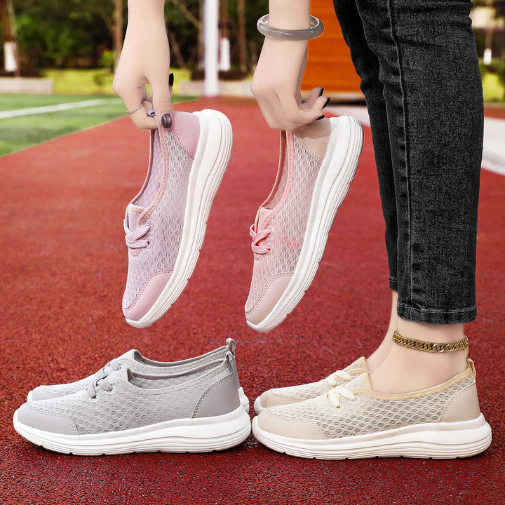 Women’s breathable everyday slipper with fine knitted mesh, elastic decorative lacing, and ergonomic cushioning sole Mune Fashion