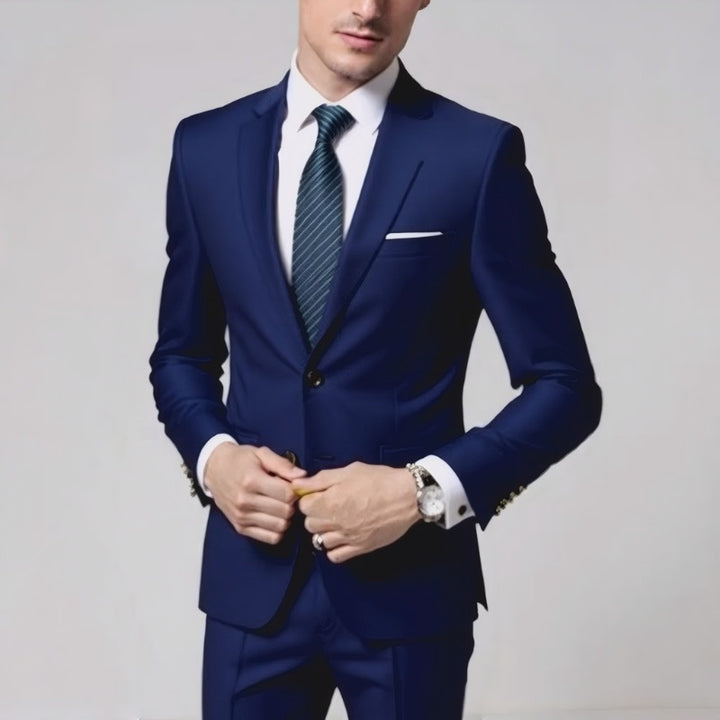 Men's Tailored Two-Piece Suit with Slim Lapel and One-Button Closure Mune Fashion