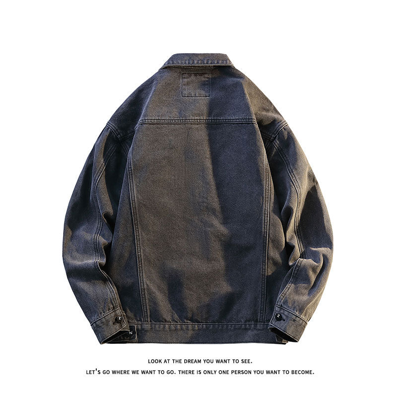 Men's Stone-Washed Oversized Denim Jacket with Chest Flap Pockets and Full Button Placket Mune Fashion