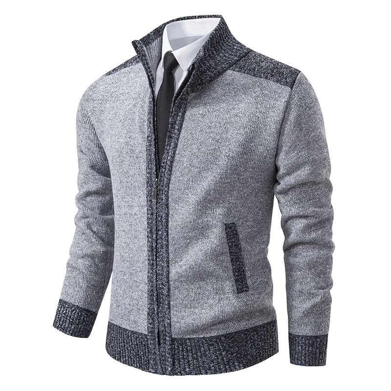 Men's structured knit cardigan with stand-up collar and full zip Mune Fashion