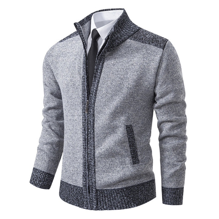 Men's structured knit cardigan with stand-up collar and full zip Mune Fashion