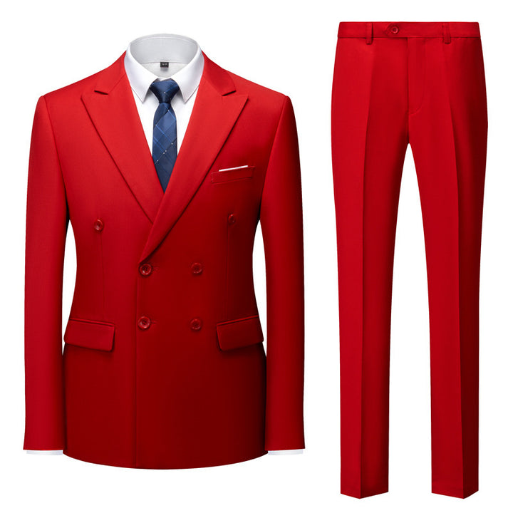 Men's tailored double-breasted blazer with peak lapel and slim fit suit trousers Mune Fashion