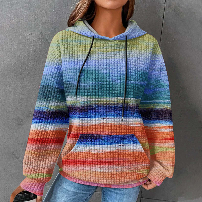 Women’s Fashionable Hooded Sweater in Checkered Design Mune Fashion
