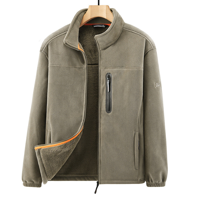 Men's microfleece outdoor jacket with waterproof breast pocket, stand-up collar, and teddy fleece lining Mune Fashion