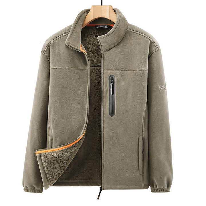 Men's microfleece outdoor jacket with waterproof breast pocket, stand-up collar, and teddy fleece lining Mune Fashion