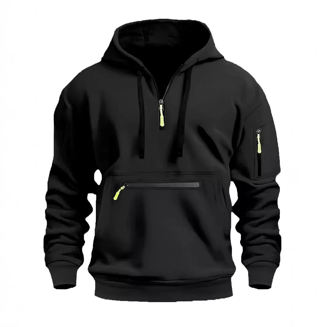 Men's nan technical half-zip hoodie with front zip pocket and sleeve pocket Mune Fashion
