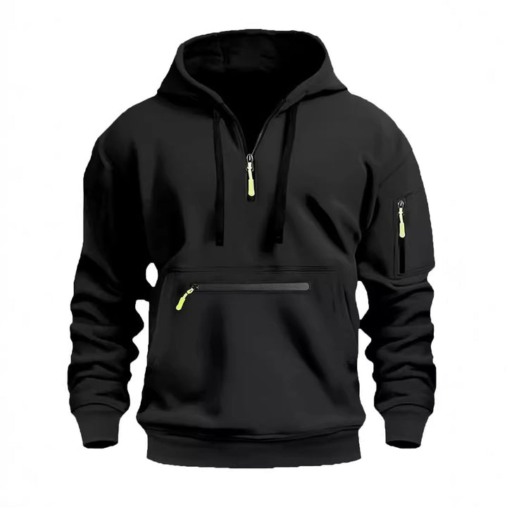 Men's nan technical half-zip hoodie with front zip pocket and sleeve pocket Mune Fashion