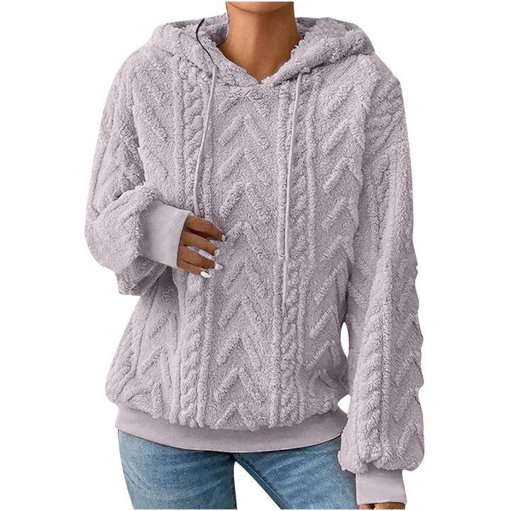 Women's hooded sweater with cable pattern, side pockets and ribbed cuffs Mune Fashion