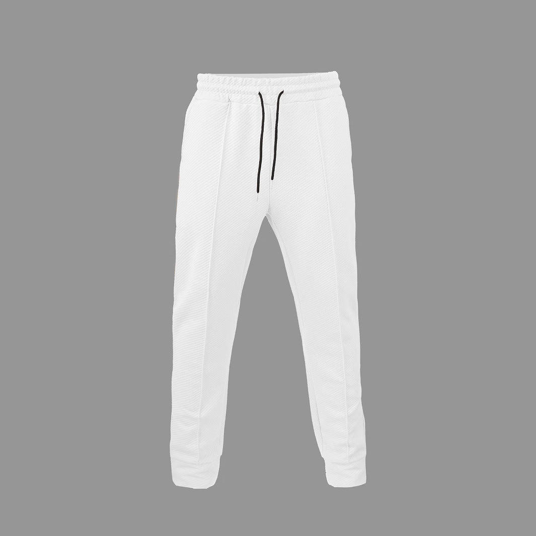 Men's diagonal structured comfort jog pants with pre-shaped inseam and ribbed ankle cuff Mune Fashion